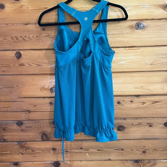 Athleta Coastal Green Teal Skills and Drills Tank Top Sz Small Blue Drawstring - Picture 3 of 6